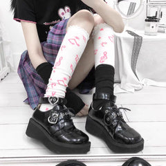 Harajuku Punk Lace-up Buckle Strap Platform Wedge Shoes