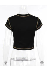 Ausgefallenes Keyhole-Top mit Text-Print