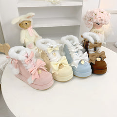 Kawaii Sweet Plush Warm Cute Bowknot Winter Snow Boots BE514