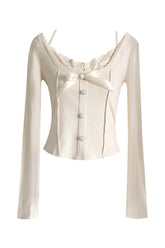 Elegante Bluse mit Schleife und Knopfleiste
