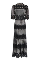 Sabrina Embroidered Lace Short Sleeve Midi Dress