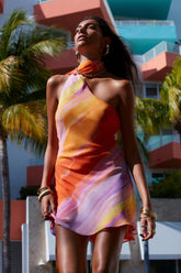 Elena One Shoulder Lace-up Mini Dress-Sunfere