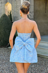 Julie Floral Jacquard Lace Up Mini Dress