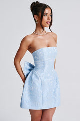 Julie Floral Jacquard Lace Up Mini Dress