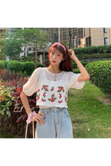 Haut court sans manches brodé