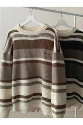 Fall Embroidered Striped Winter Sweater