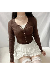 Espresso Elegance Ribbed Top