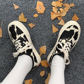 Cow Canvas Black White Shoes BE788
