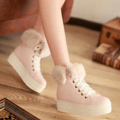 White/Pink/Beige Pastel Winter Fleece Boots