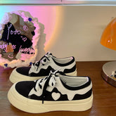 Cute Platform Love Black/White Canvas Shoes BE1234