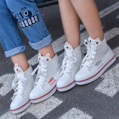 White/Pink kitty Printing Sneakers