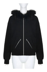 Fall Faux Fur Collar Gothic Hoodie