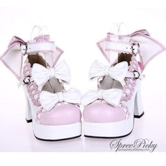 Plus Size Lolita Knotbow Joint Color Platform High Heel