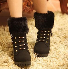Black/Orange Elegant Plush High Heel Boots S12867