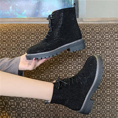 Black/Brown Gothic Rhinestone Martin Boots