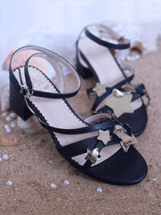 Mid-Heel Star Flash Ankle Strap Sandals BE1083