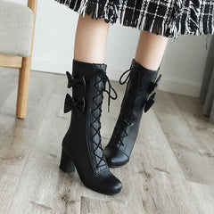 Japanese Fashion Kawaii Pink Bows Boots High heel Boots SS2217