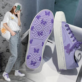 Embroidery Butterfly Low Lacing Canvas Sneakers