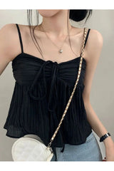 Fluffy Lace-up Camisole Top