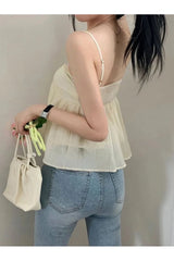 Fluffy Lace-up Camisole Top