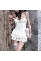 Robe froncée à volants française