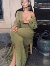 Giselle V-neck Plisse Maxi Milkmaid Dress-Sunfere