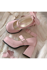 Chaussures à plateforme avec nœud brillant