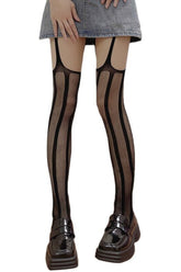 Goth Punk Black Silky Pantyhose Tights
