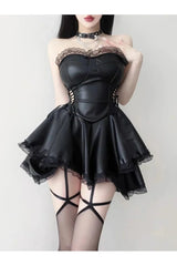 Gothic Schwarzes Schnür-Minikleid