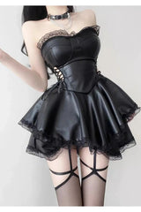 Gothic Schwarzes Schnür-Minikleid