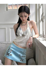 Gothic Candelabra Satin Mini Skirt