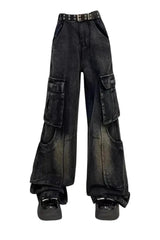 Herbstliche Gothic Cargo Flare Jeans