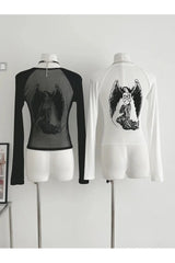 Gothic Graphic Gauze Crop Top