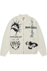 Fall Gothic Graphic Zip-Up Cardigan
