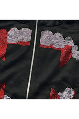 Sweat à capuche gothique grunge à strass pour l'automne