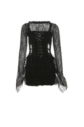 Gothic-Minikleid mit Spitzenabschluss