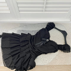 Mini-robe gothique à volants en dentelle