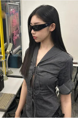 Chemisier gothique à rayures et lacets