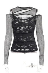 Gothic Mesh Hole Fishnet Blouse