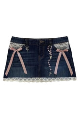 Gothic Rivets Denim Skirt