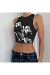 Haut court moulant à motif graffiti