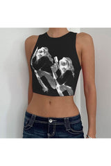 Haut court moulant à motif graffiti