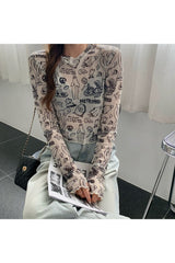 T-Shirt aus Netzstoff mit Grafik