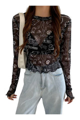 T-Shirt aus Netzstoff mit Grafik