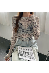 T-Shirt aus Netzstoff mit Grafik