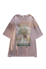 Green Pink Tops Rabbit T-shirt