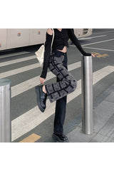 Herbst Grunge Schwarze High Waist Jeans