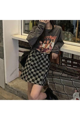 Grunge Checkered Mini Skirt