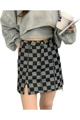 Grunge Checkered Mini Skirt