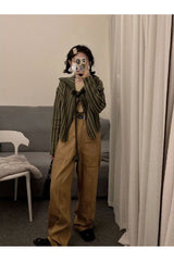 Cardigan en tricot rayé grunge d'automne